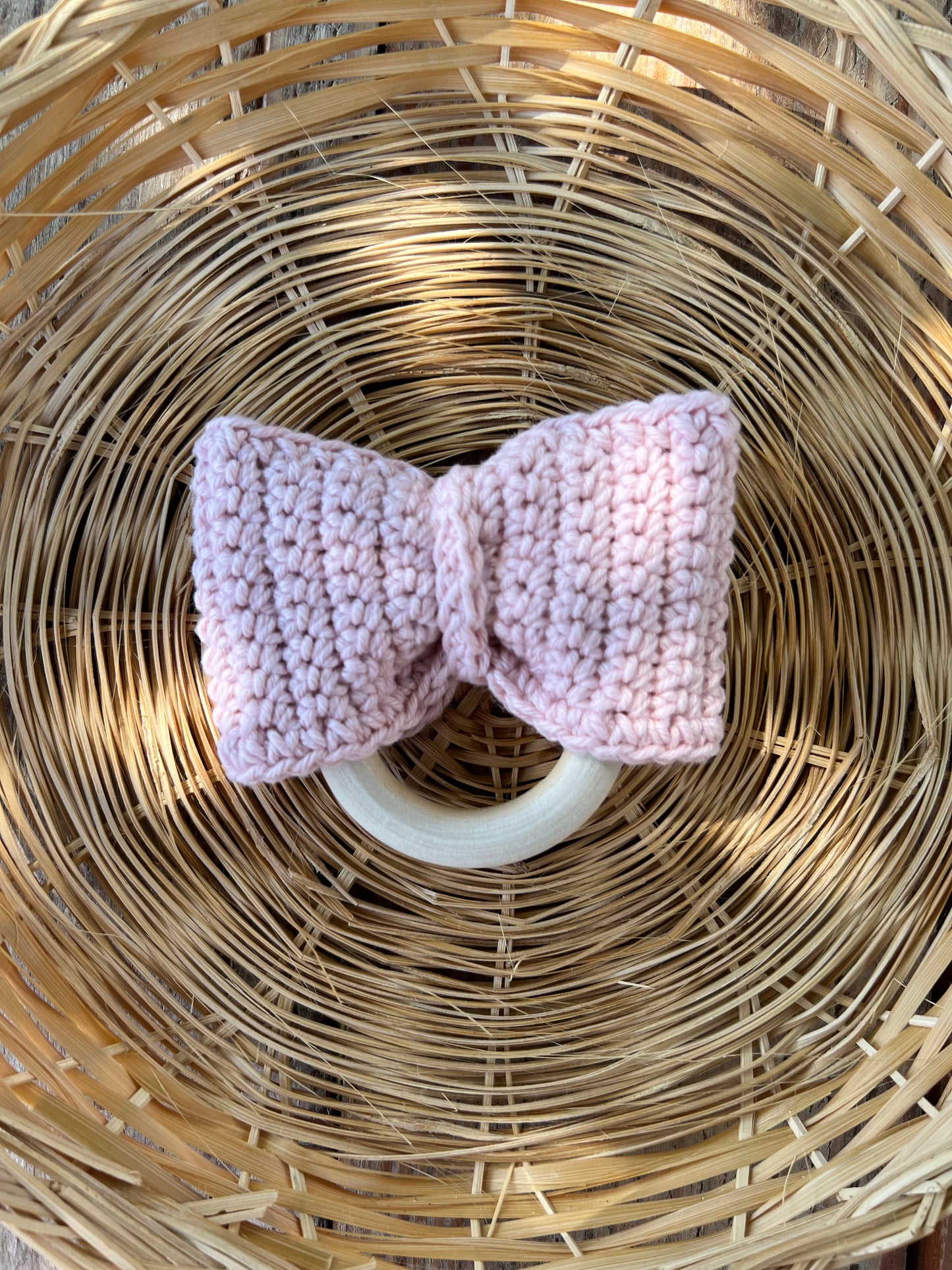 Bow Teething Ring | Natural Maple Wood